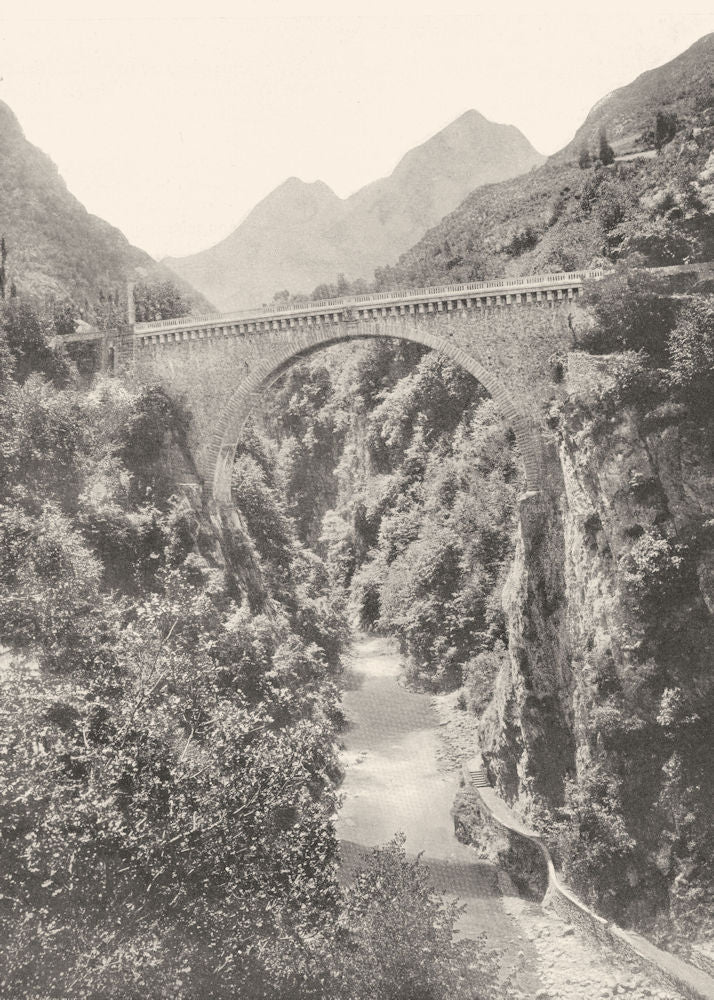HAUTES-PYRÉNÉES. Saint-Sauveur- Le pont Napoléon 1903 old antique print